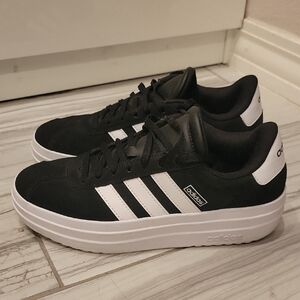 Adidas Black and White Sneakers 6Y